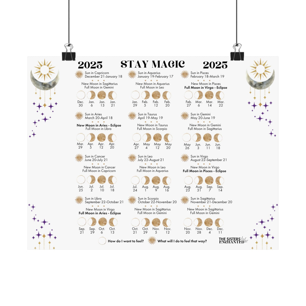 Stay Magic 2025 Moon Phases Poster